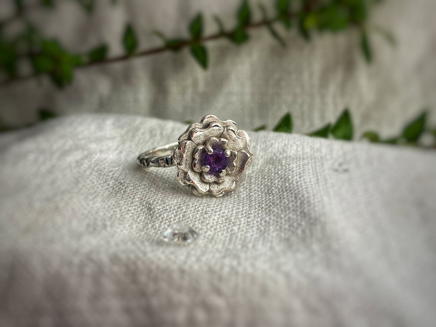Anillo Rosa Escarchada de Amanecer Amatista