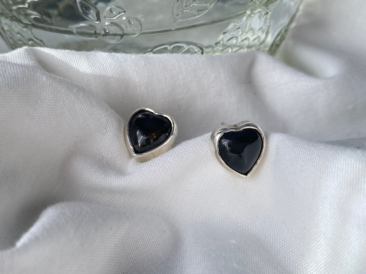 Aros Corazón Onix