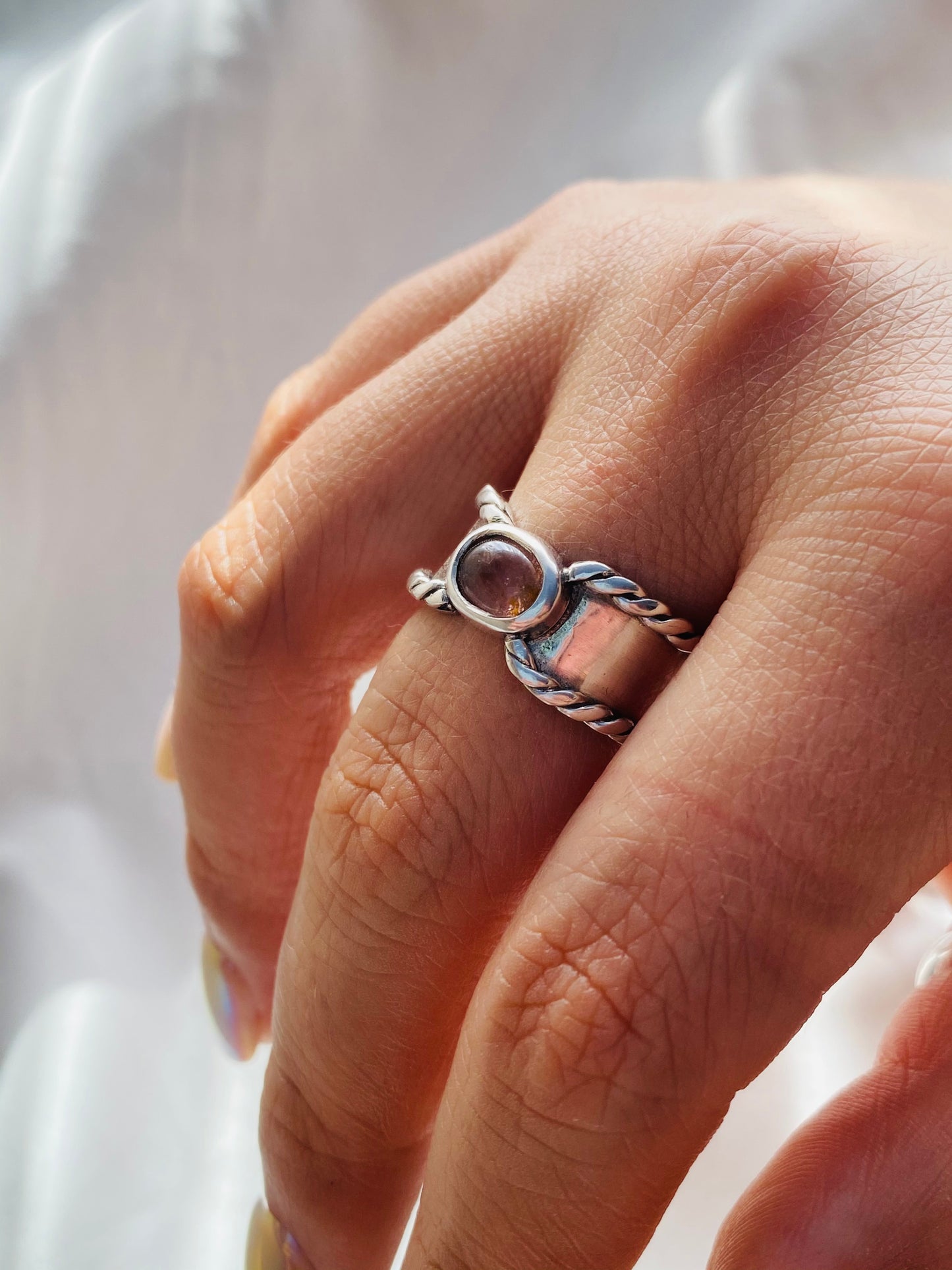 Anillo Lazo De Turmalina rosada