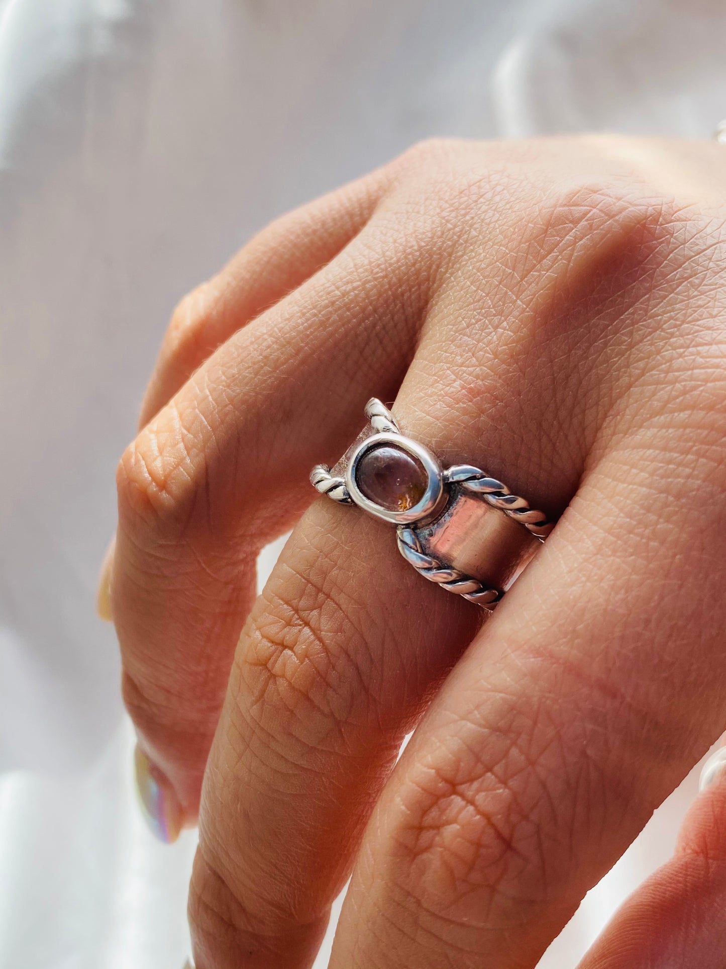 Anillo Lazo De Turmalina rosada