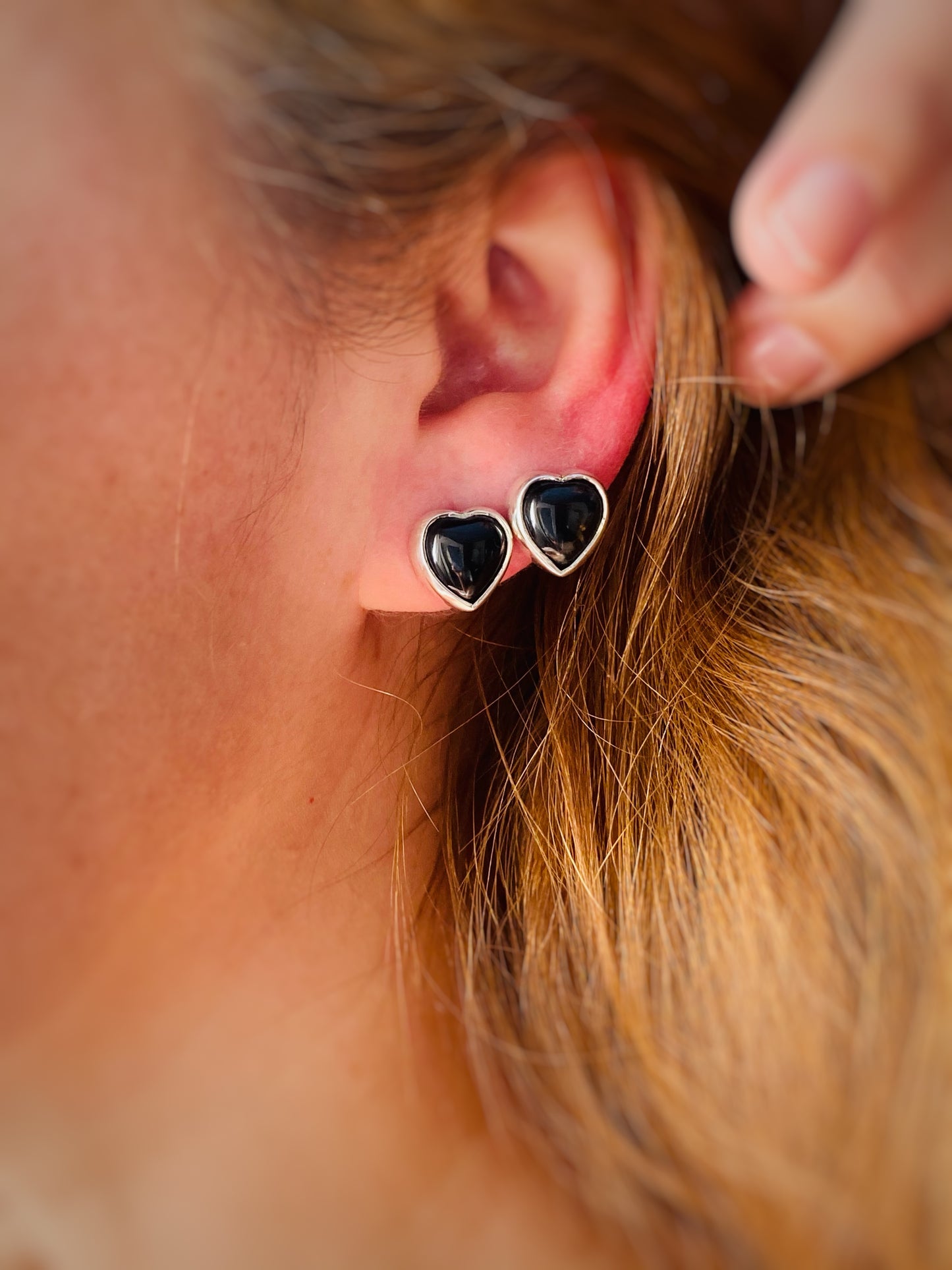 Aros Corazón Onix