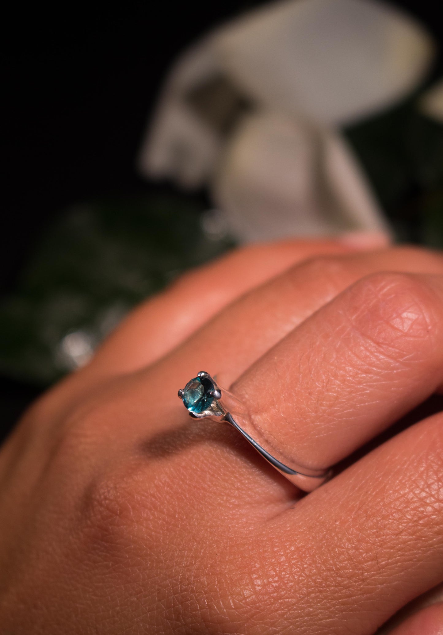 Anillo Solitario Topacio London Blue