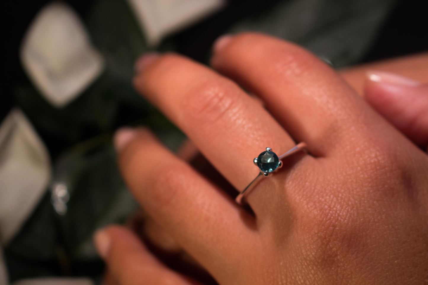 Anillo Solitario Topacio London Blue