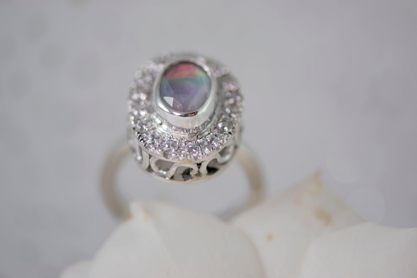 ANILLO CALEIDOSCOPIO ROSA DE ÓPALO AURORA