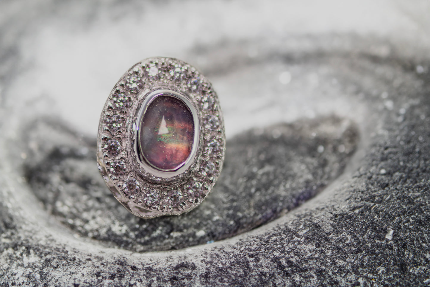ANILLO CALEIDOSCOPIO ROSA DE ÓPALO AURORA