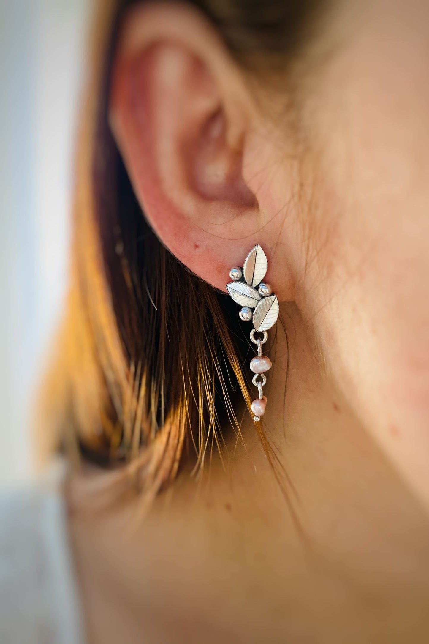 Aros Natura Perlas Rosadas