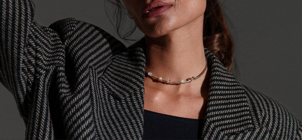 COLLAR LÚMINA HERKIMER Y PERLAS