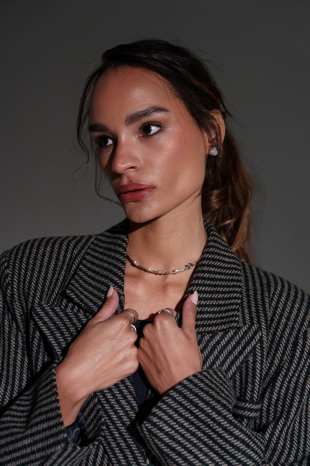 COLLAR LÚMINA HERKIMER Y PERLAS