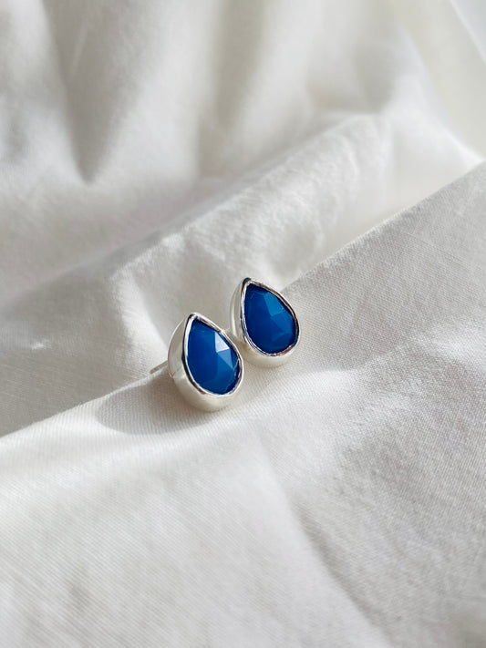 Aros Petite Gotas de Calcedonia Azul