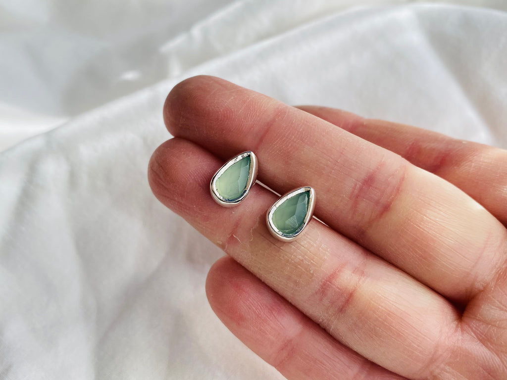 AROS PETITE GOTAS DE CALCEDONIA VERDE AQUA