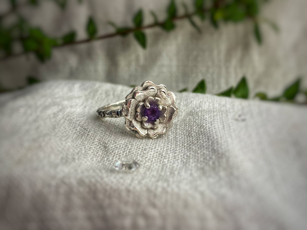 Anillo Rosa Escarchada de Amanecer Amatista