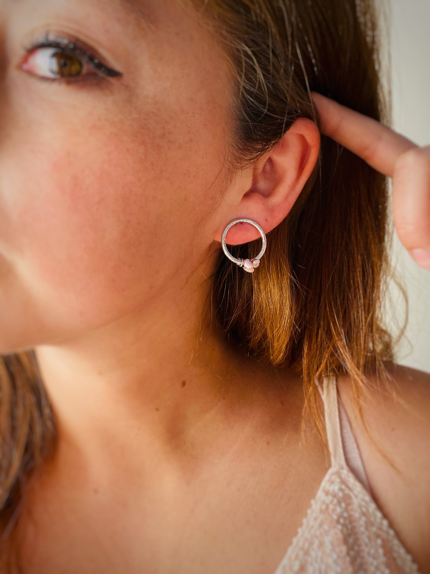Aros Mini Encanto Perlas Rosa