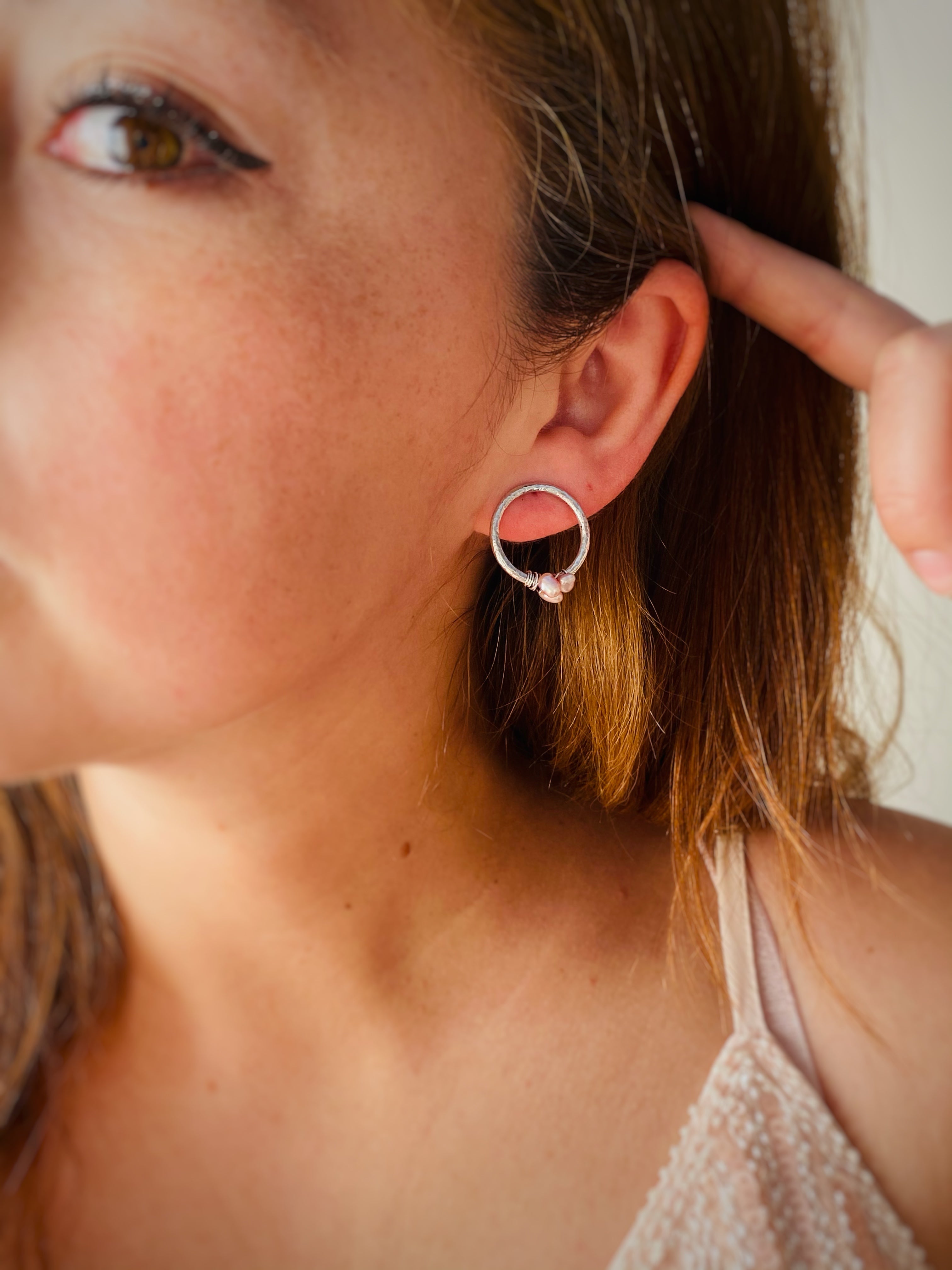 Aros Mini Encanto Perlas Rosa