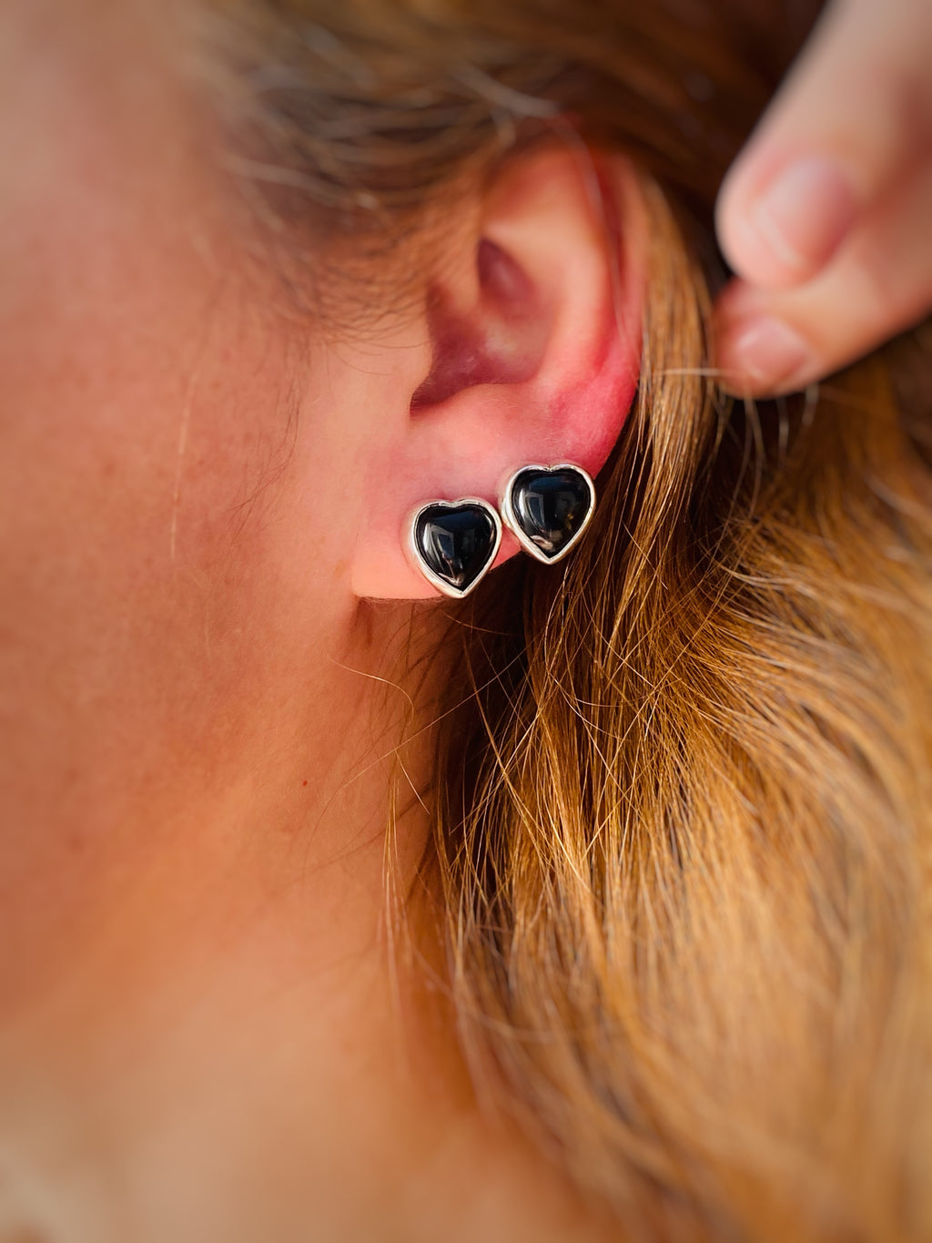 Aros Corazón Onix