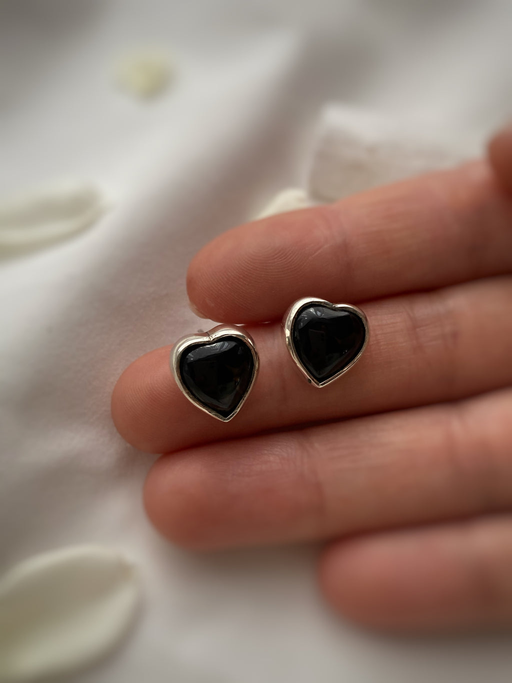 Aros Corazón Onix