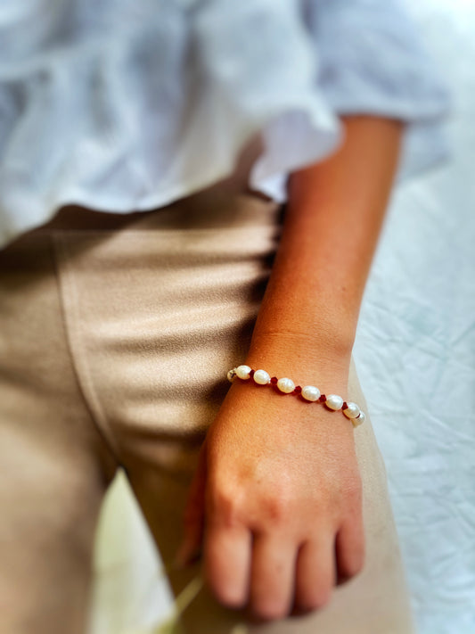 PULSERA NUDO NÁCAR/ SWAROVSKI BURDEOS