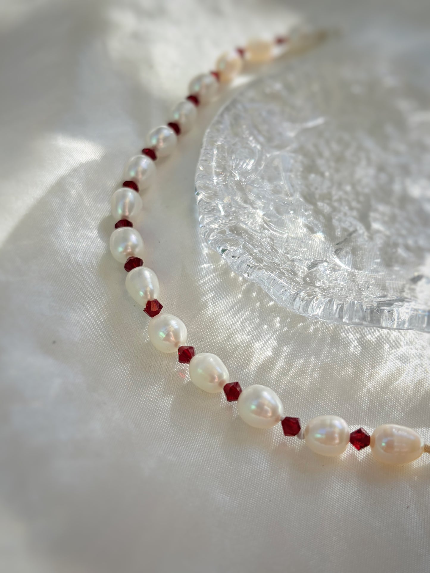 PULSERA NUDO NÁCAR/ SWAROVSKI BURDEOS