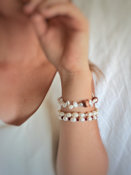 PULSERA NUDO NÁCAR & COBRE