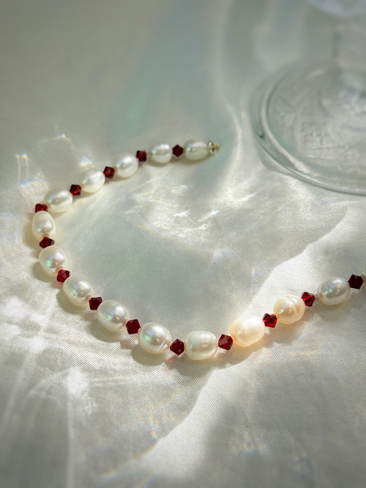 PULSERA NUDO NÁCAR/ SWAROVSKI BURDEOS