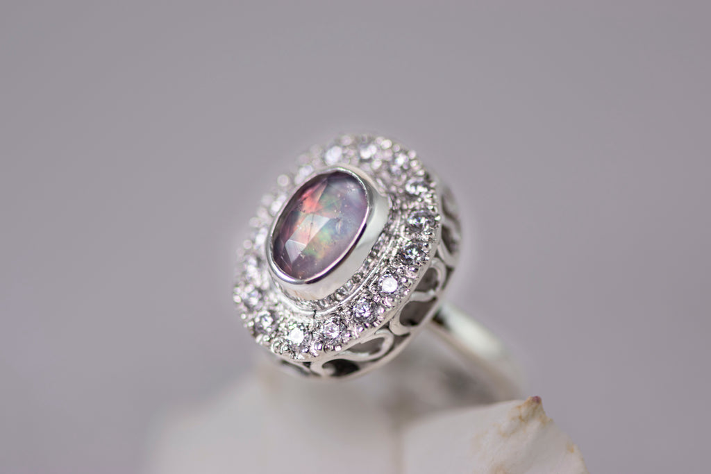 ANILLO CALEIDOSCOPIO ROSA DE ÓPALO AURORA